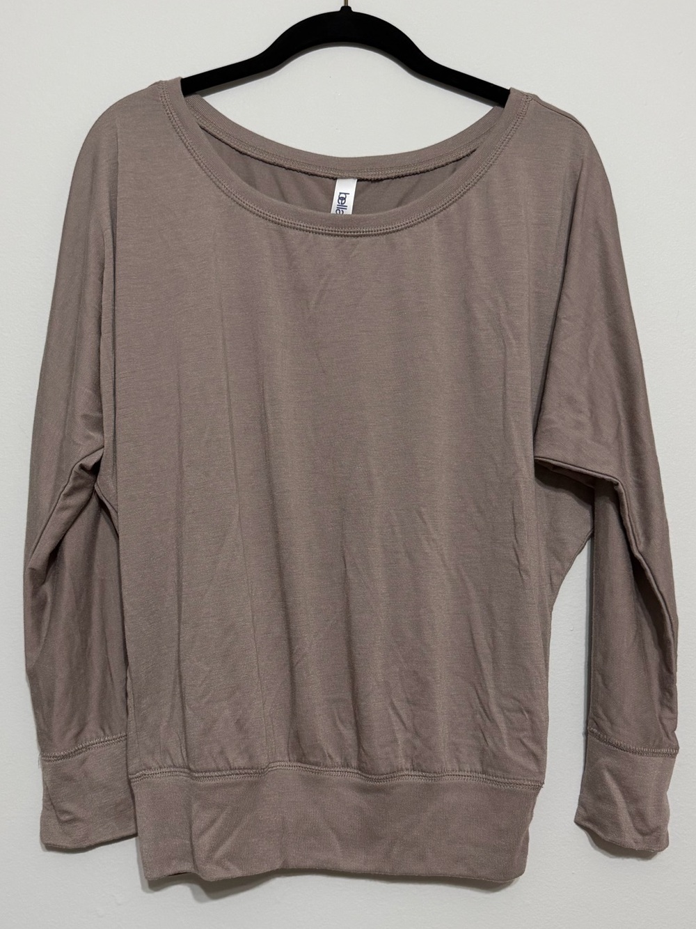 Bella + Canvas Flowy Long Sleeve Off Shoulder Top in Taupe | Small